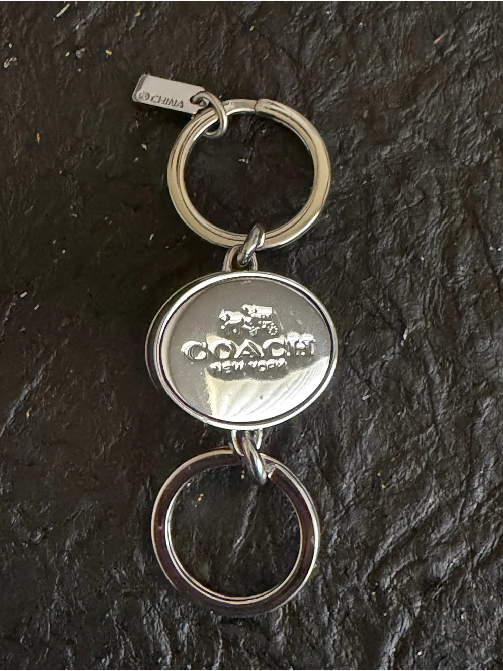 Coach Signature C Turnlock Valet Key Fob Keychain Silver Tone